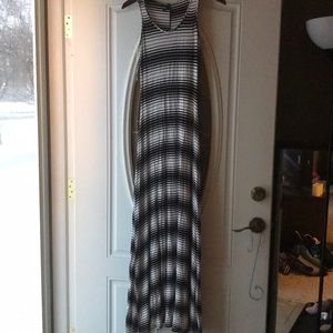 Black and white striped maxi dress
